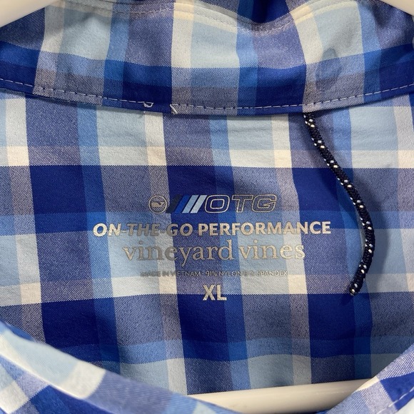 Vineyard Vines Shirt men's XL Button Down OTG On-The-Go Performance Plaid Blue - Picture 5 of 12